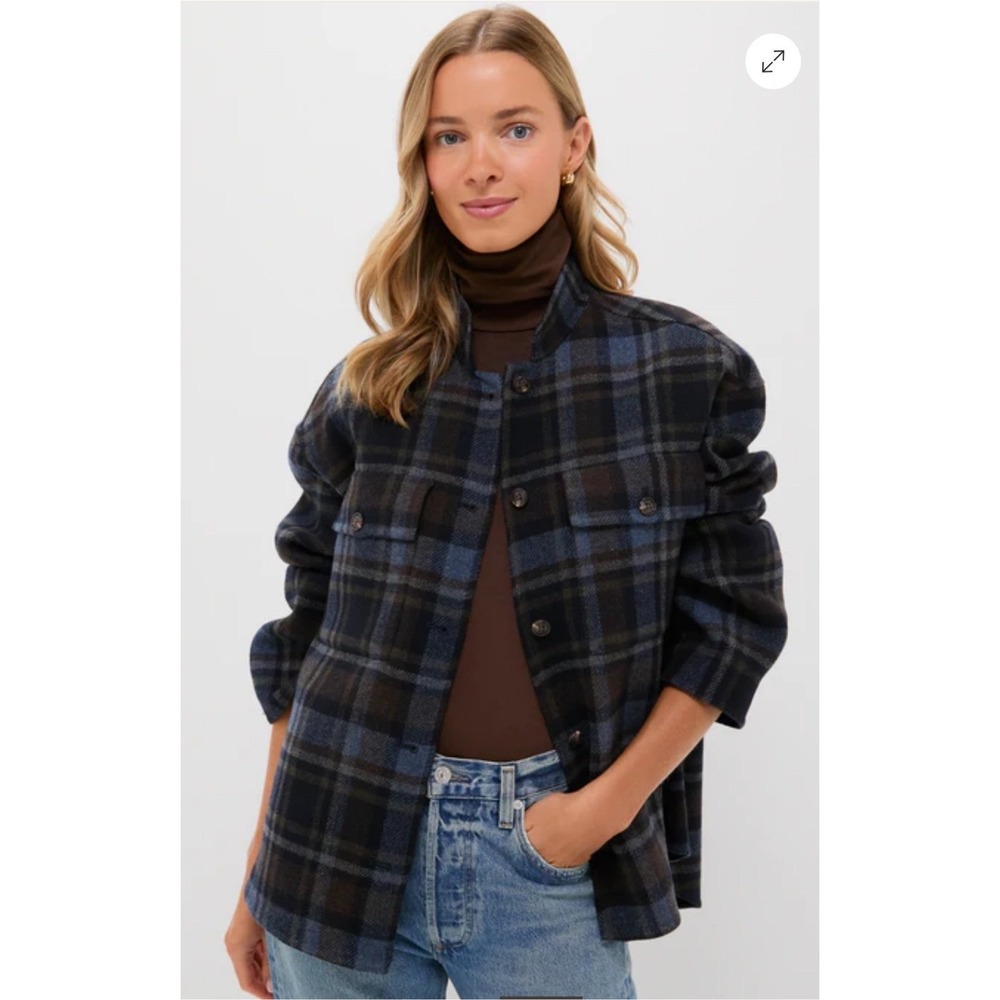 Tuckernuck Navy and Plaid Reversible Bonnie Jacket Stand Collar Large NWT - Picture 2 of 10